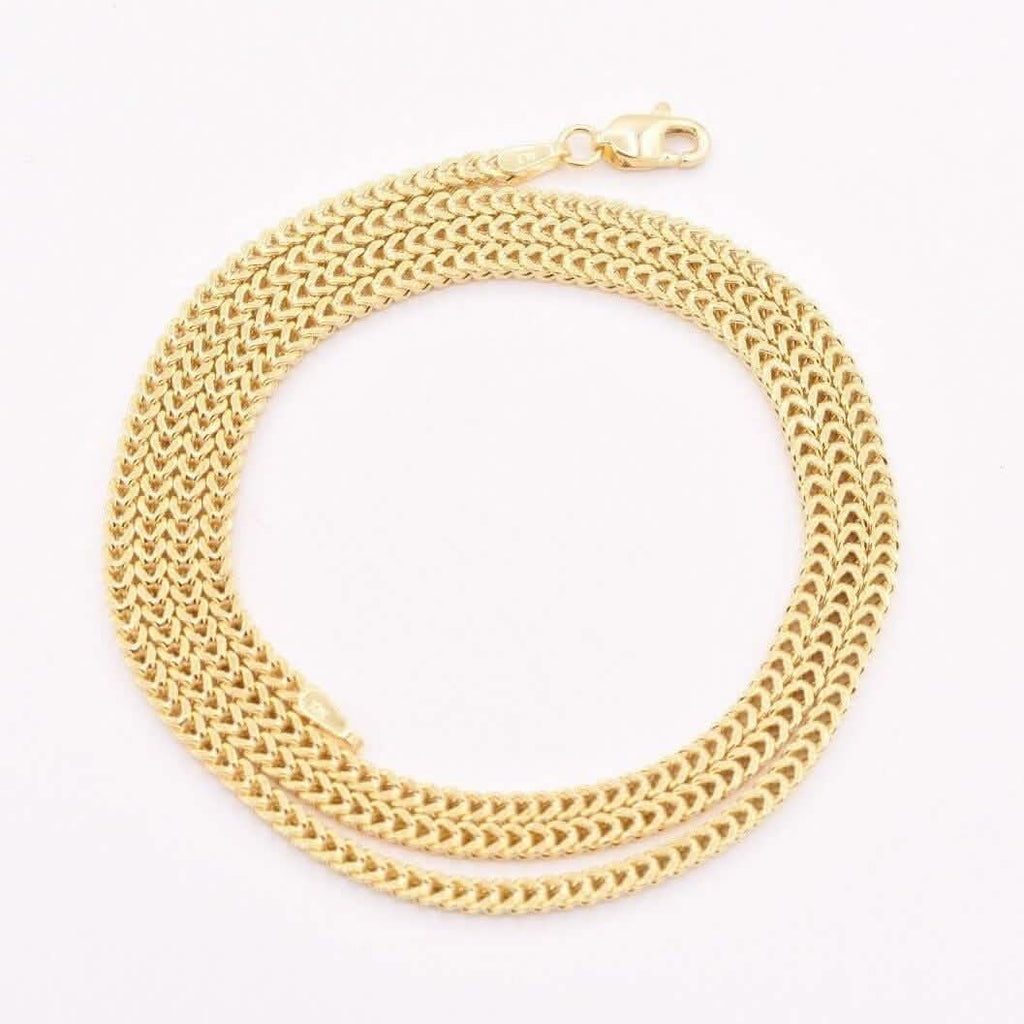 10K Yellow Gold 2MM Wheat Franco Box Chain Pendant Necklace
