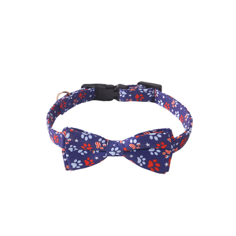 Patriotic Bow Tie Pet Collar Set