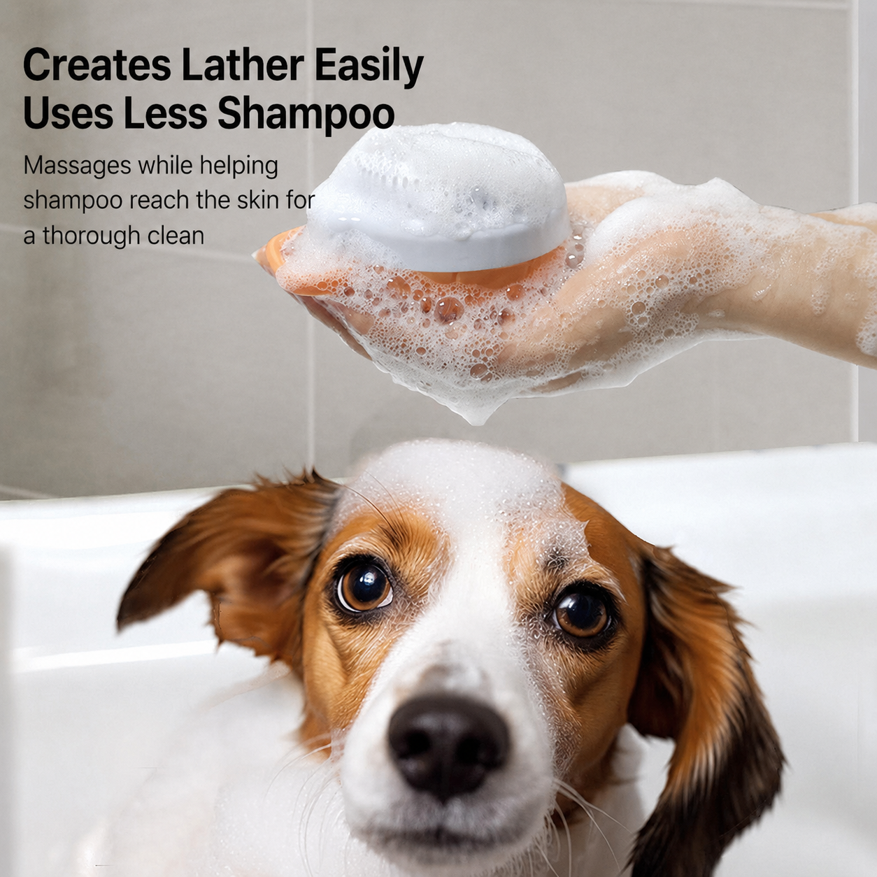 Pet Shampoo Dispensing Bath Brush