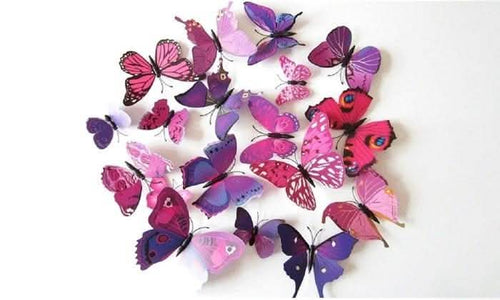 12-Piece Set: 3D Butterfly Magnets - Assorted Colors