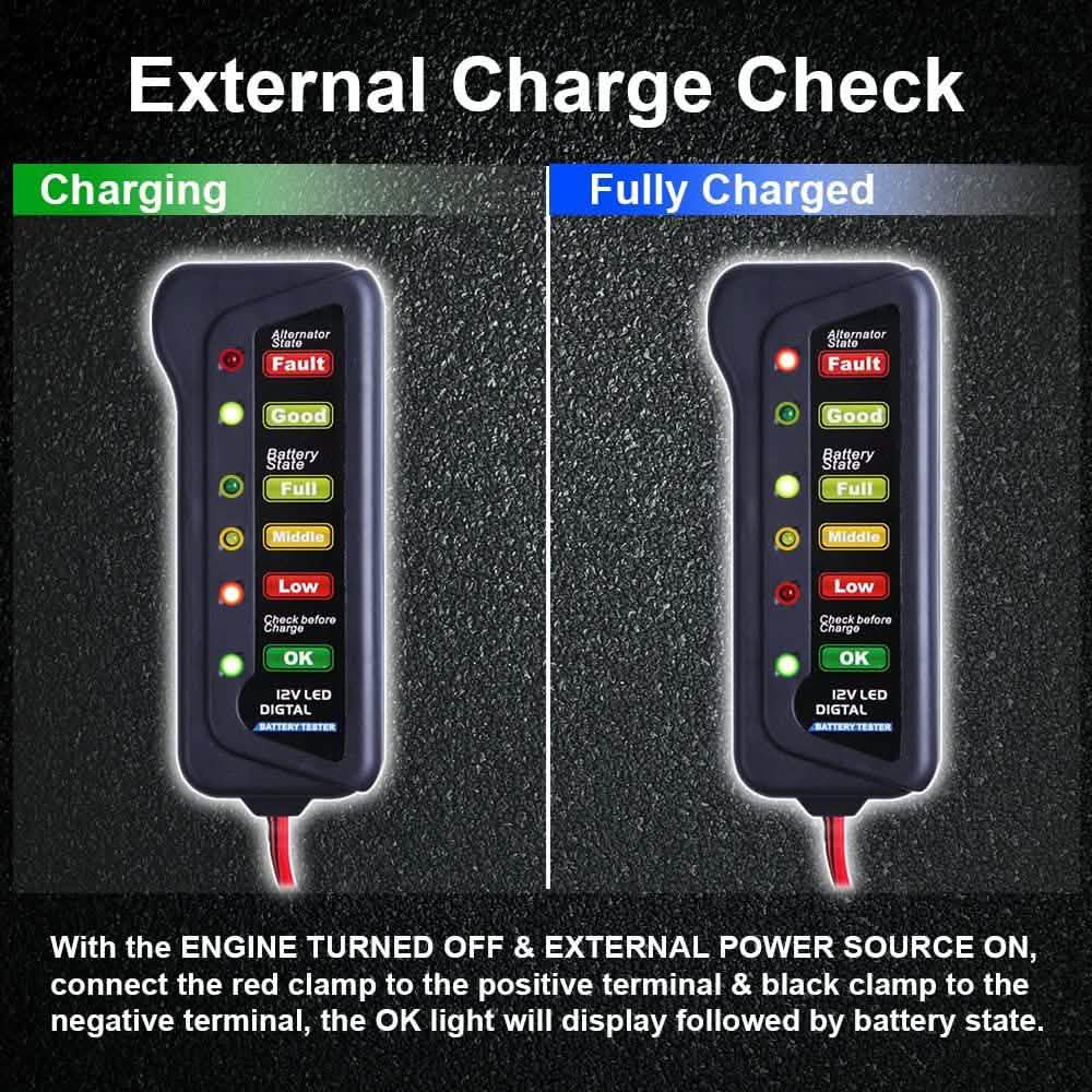 12V Car Digital Battery/Alternator Tester 15 Amps