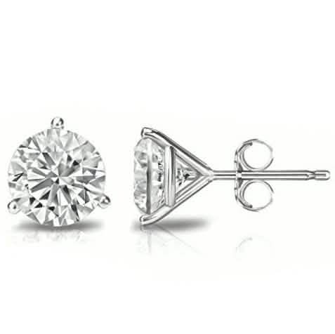 14K Gold 4MM Round Cut Crystal Studs
