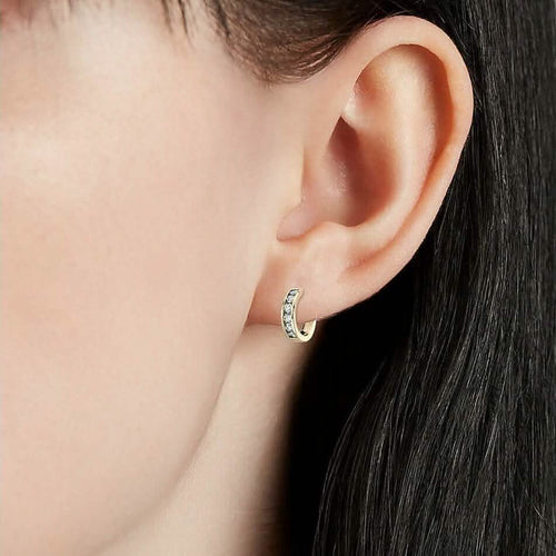 14K Solid Yellow Gold Round Huggies Hoops Earrings 11mm