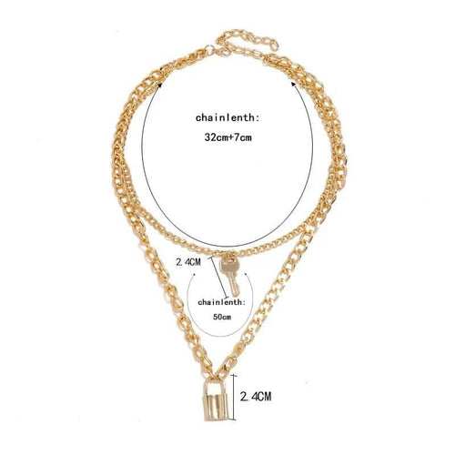 18K Gold Key Lock Necklace