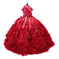 Luxury Burgundy Dog Wedding Dress Handmade Floral Bridal Gown Elegant Pet Wedding Dress Princess Ball Gown for Photoshoots & Special Occasions