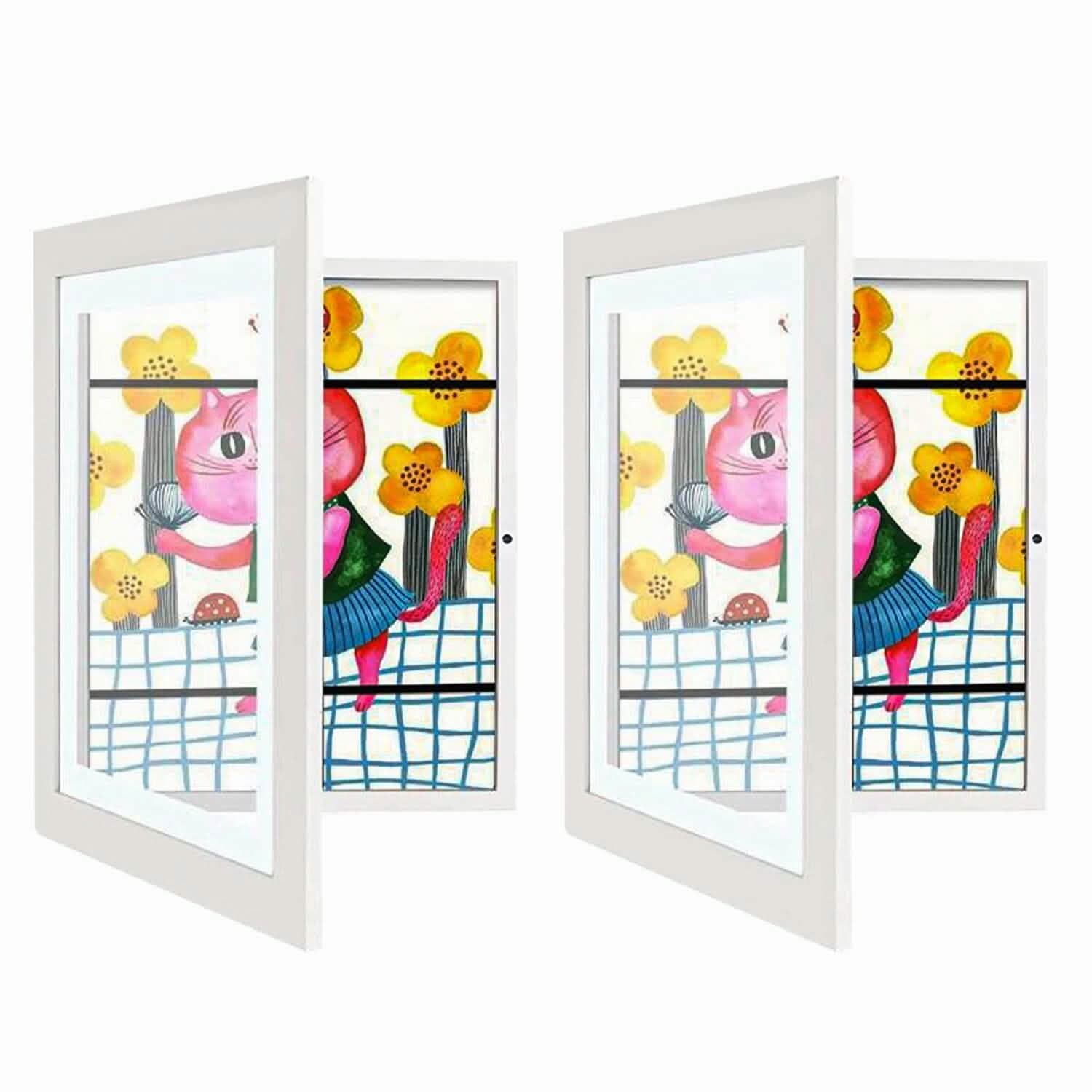 2-Piece: Kids Art Frame Front Opening Wooden Picture Frame