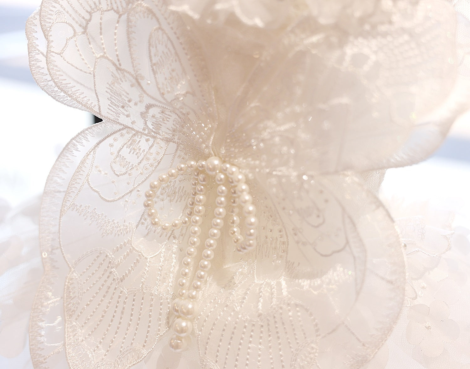 Handmade Luxury White Angel Dog Dress Pearl Butterfly Wedding Pet Dress