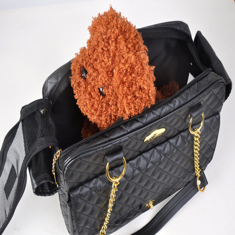 Luxury Quilted Dog Carrier Bag Airline Approved Pet Travel Handbag