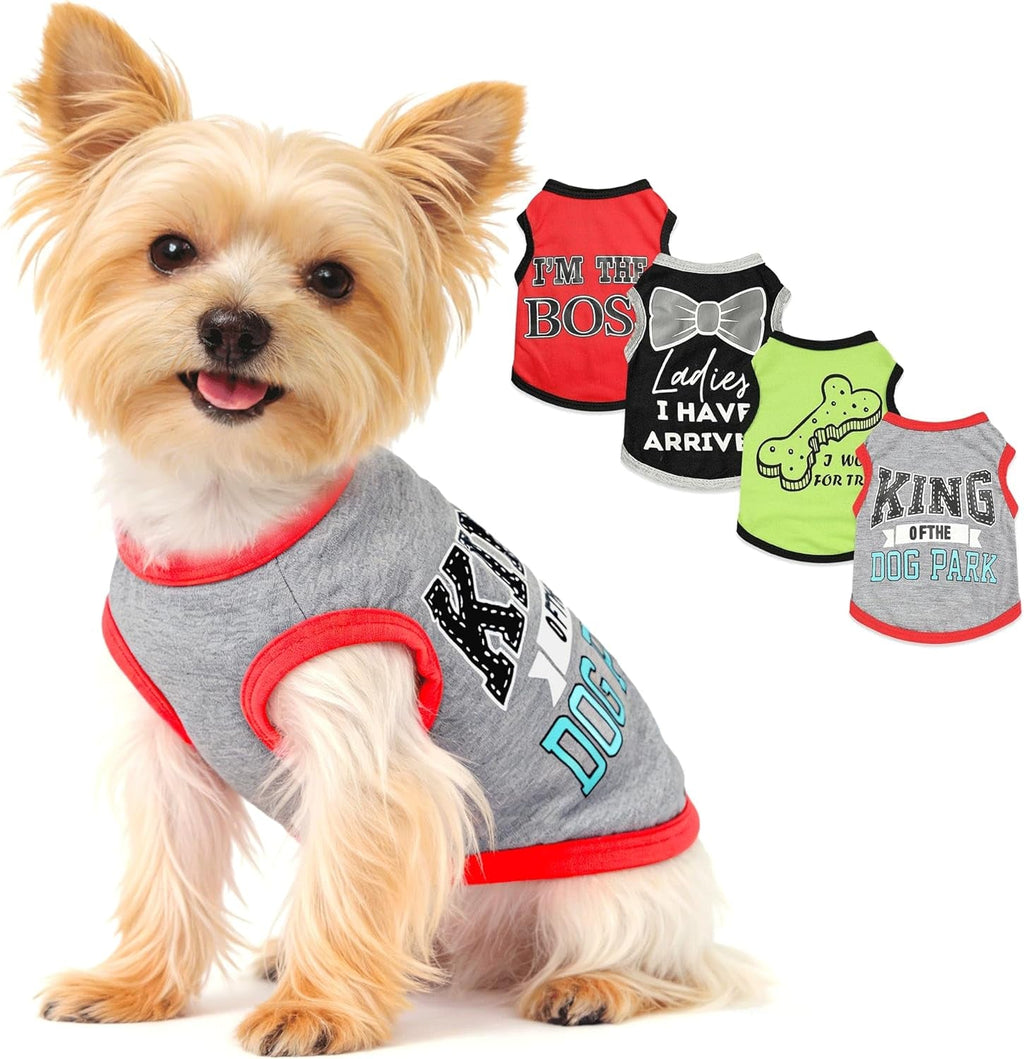 4 Pack Small Dog Shirts Cute Puppy Clothes for Chihuahua Yorkie