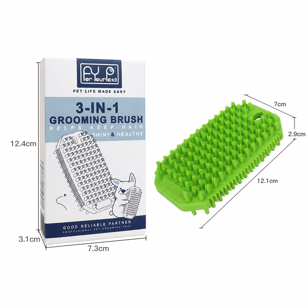 3-in-1 Silicone Pet Grooming Brush for Dogs and Cats