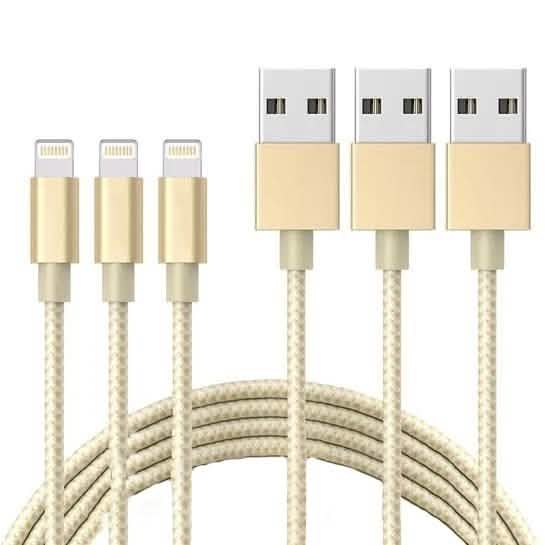 3-Pack: 10 Foot Braided Lightning Cables