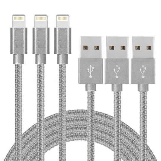 3-Pack: 10 Foot Braided Lightning Cables