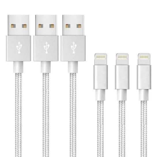 3-Pack: 10 Foot Braided Lightning Cables