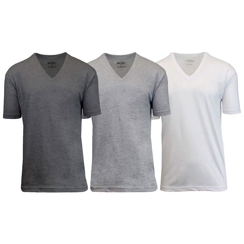 3-Pack: Galaxy By Harvic Men's Egyptian Cotton V-Neck Undershirt