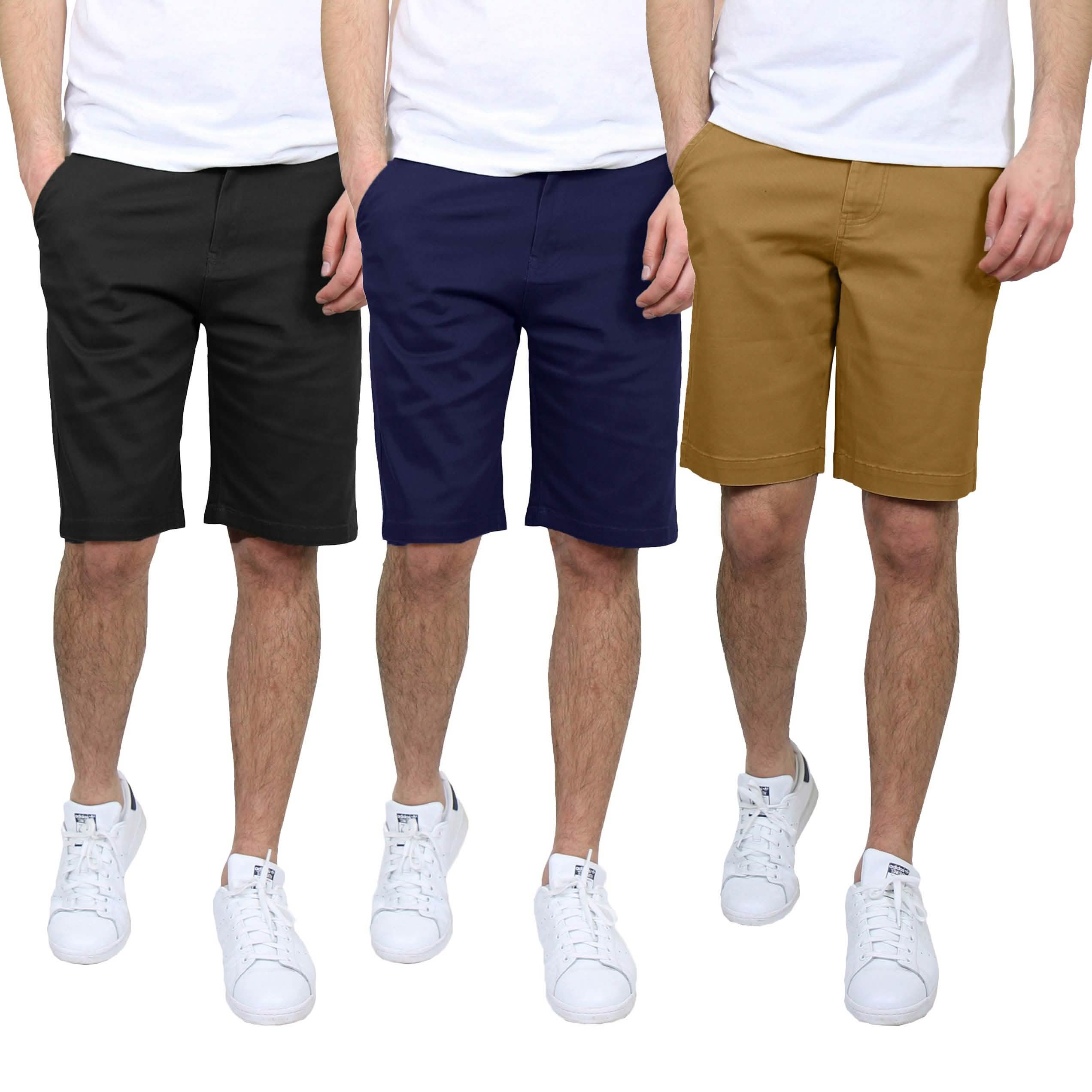 3-Pack: Men's 5-Pocket Flat-Front Slim-Fit Stretch Chino Shorts