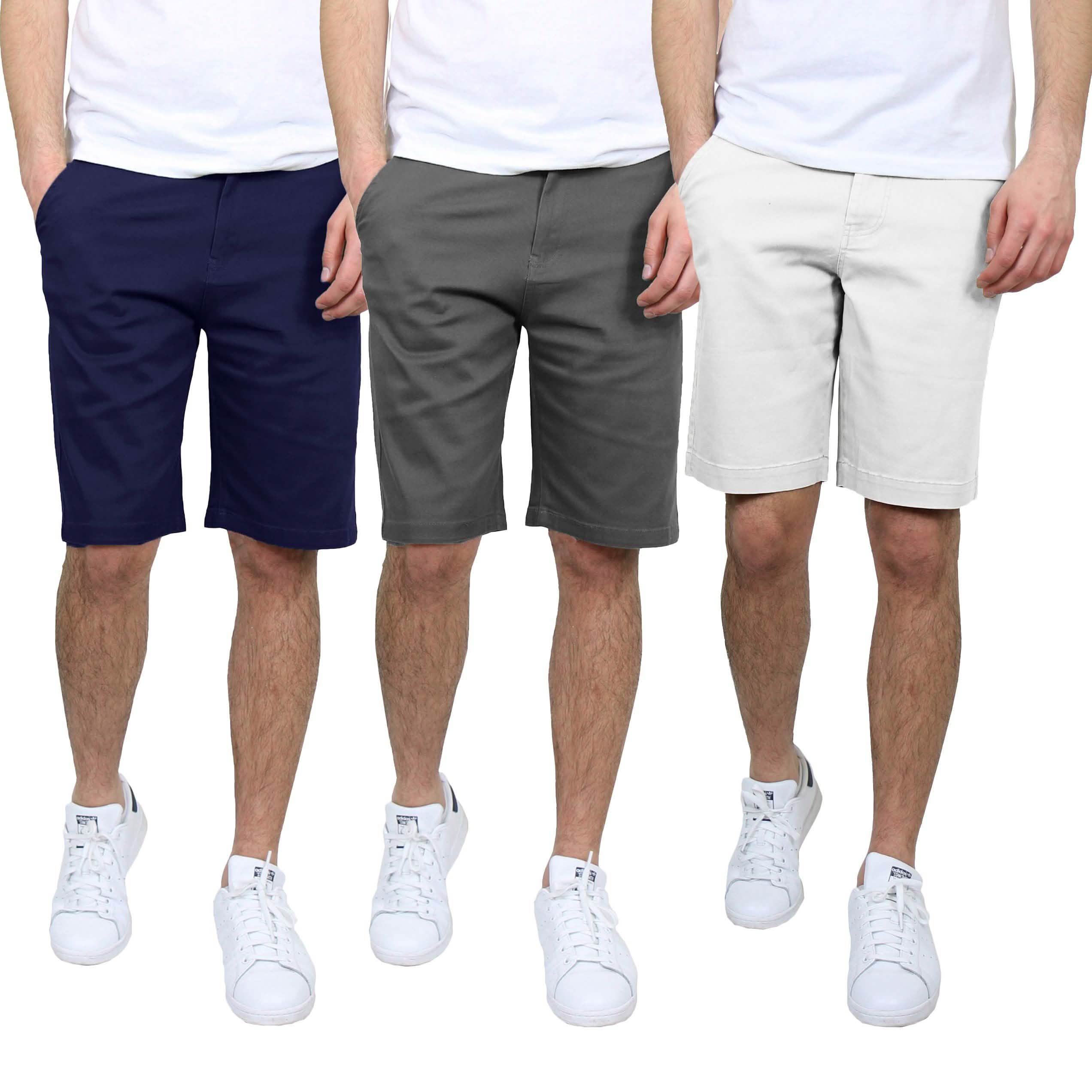 3-Pack: Men's 5-Pocket Flat-Front Slim-Fit Stretch Chino Shorts