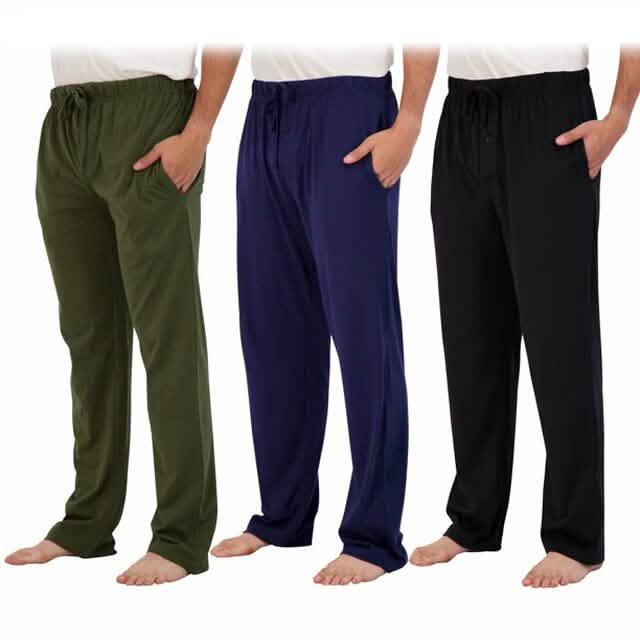 3-Pack: Men's Cotton Lounge Pajama Pants with Pockets