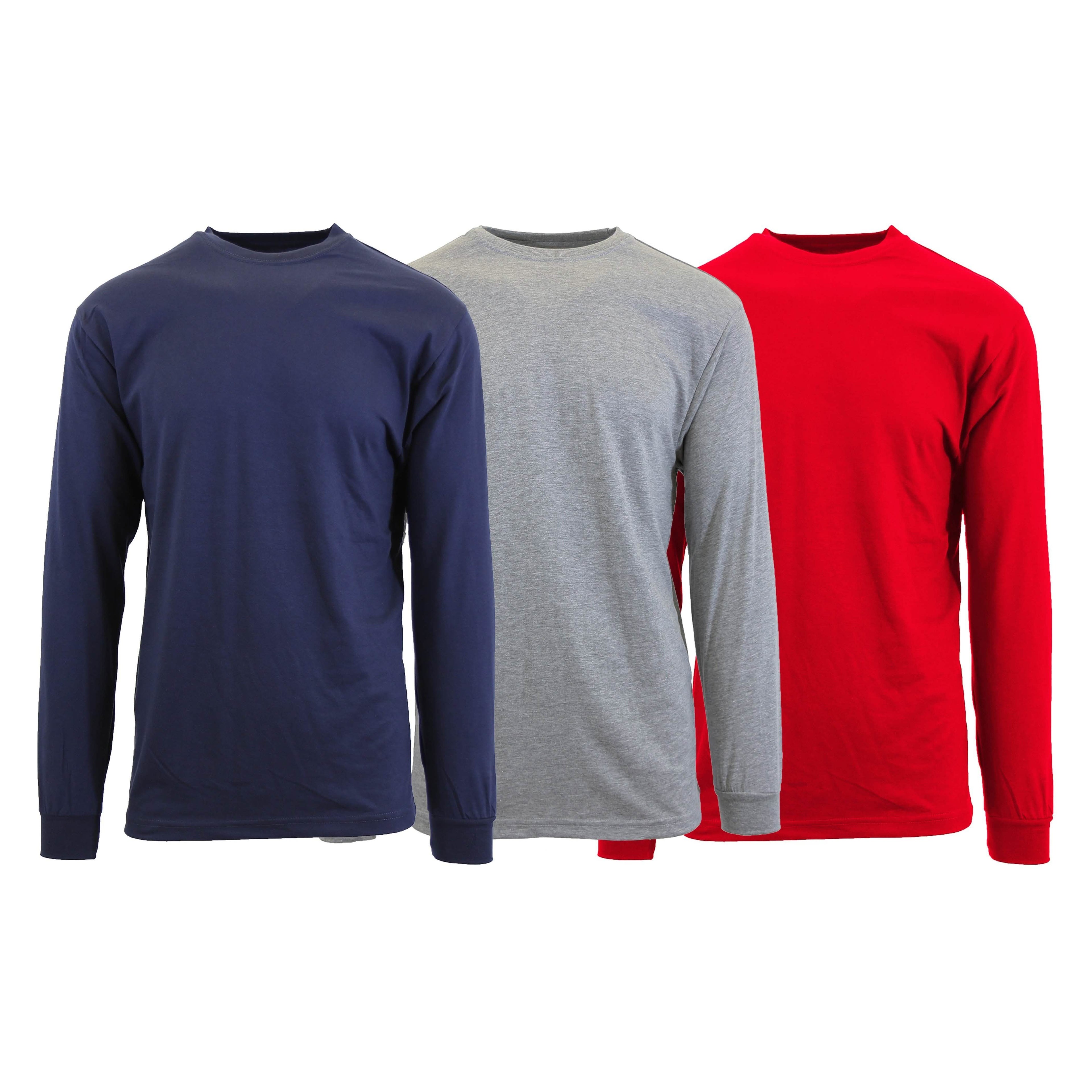 3-Pack: Men's Crew Neck Long Sleeve Classic Tee