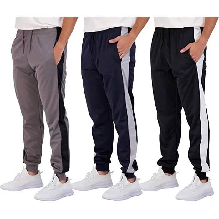 3-Pack: Men's Fleece Active Tricot Joggers with Pockets