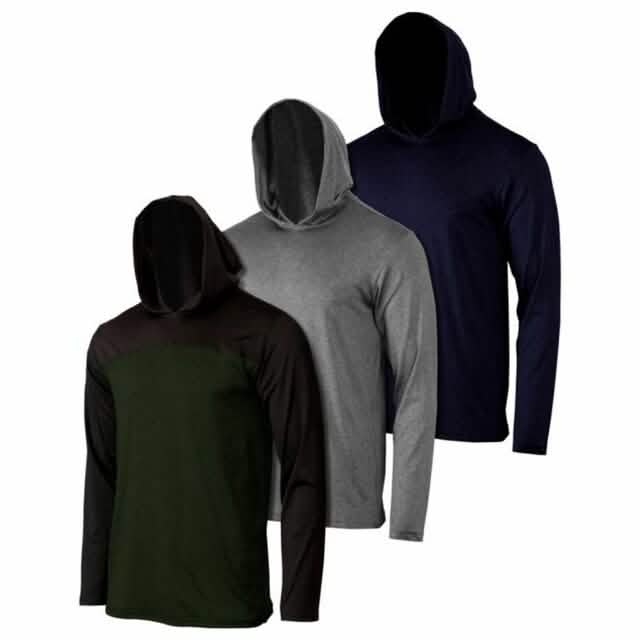 3-Pack: Men's Moisture Wicking Active Athletic Pullover Hoodies