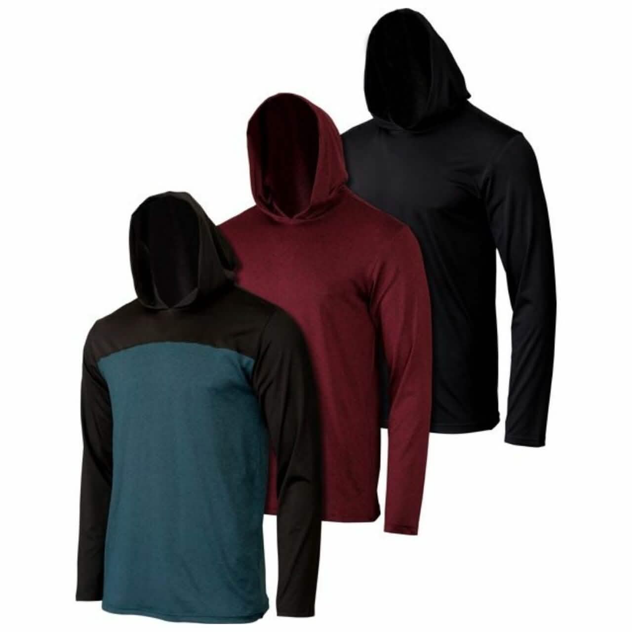 3-Pack: Men's Moisture Wicking Active Athletic Pullover Hoodies