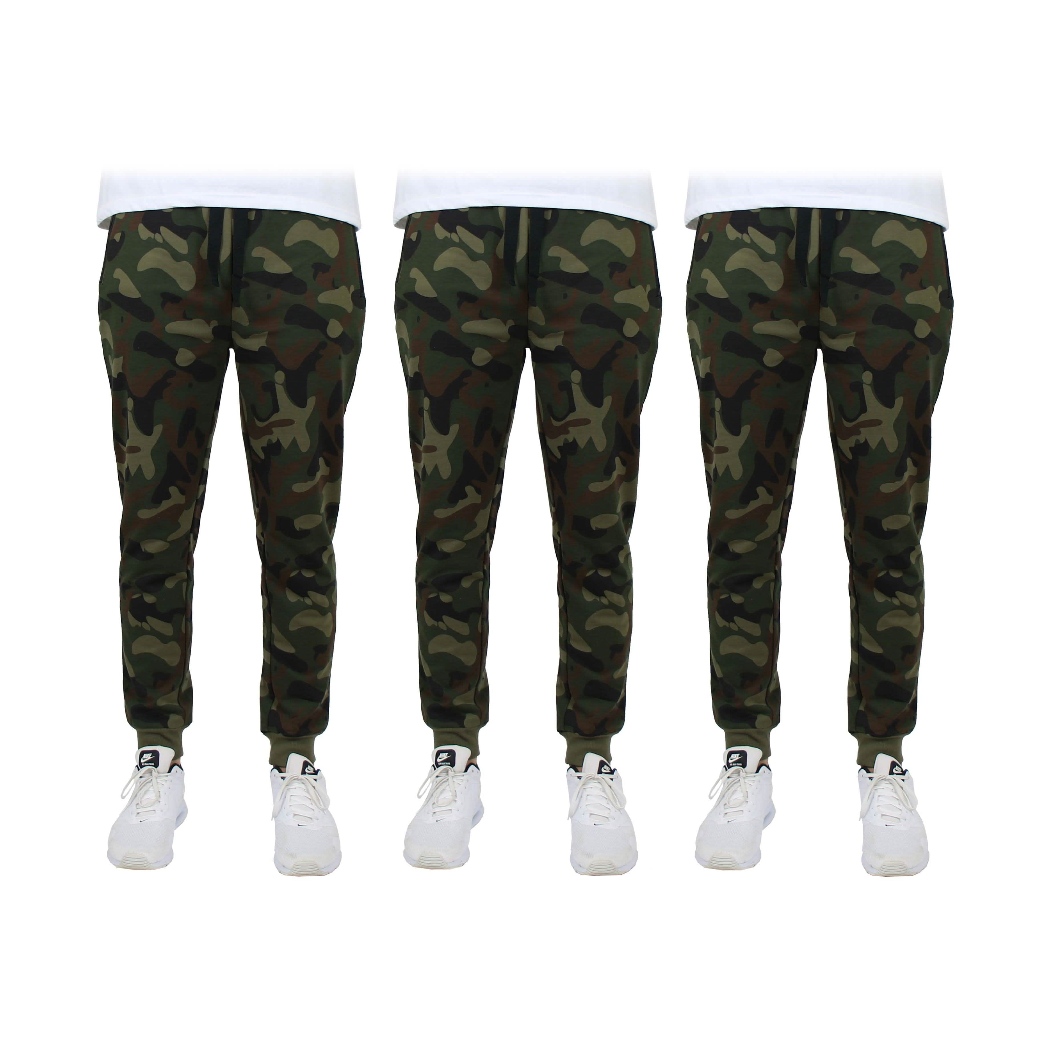 3-Pack: Men's Slim Fitting French Terry Jogger Lounge Pants with Zipper Pockets