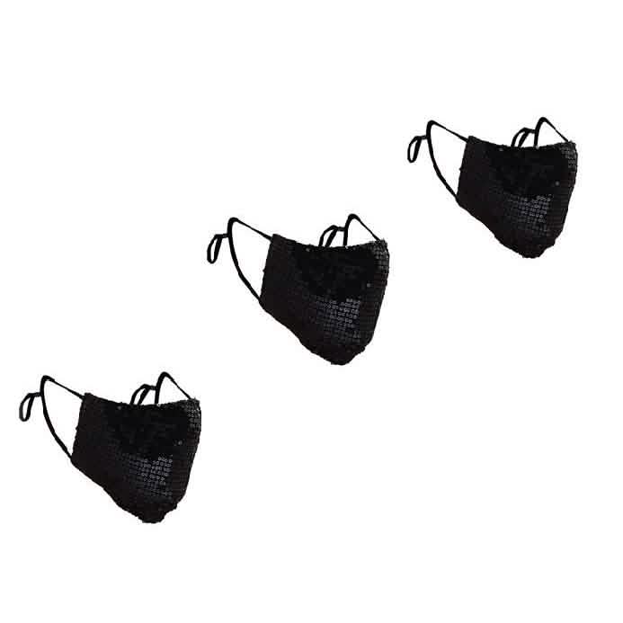 3-Pack: Reusable Washable Fitted Sequin Mask