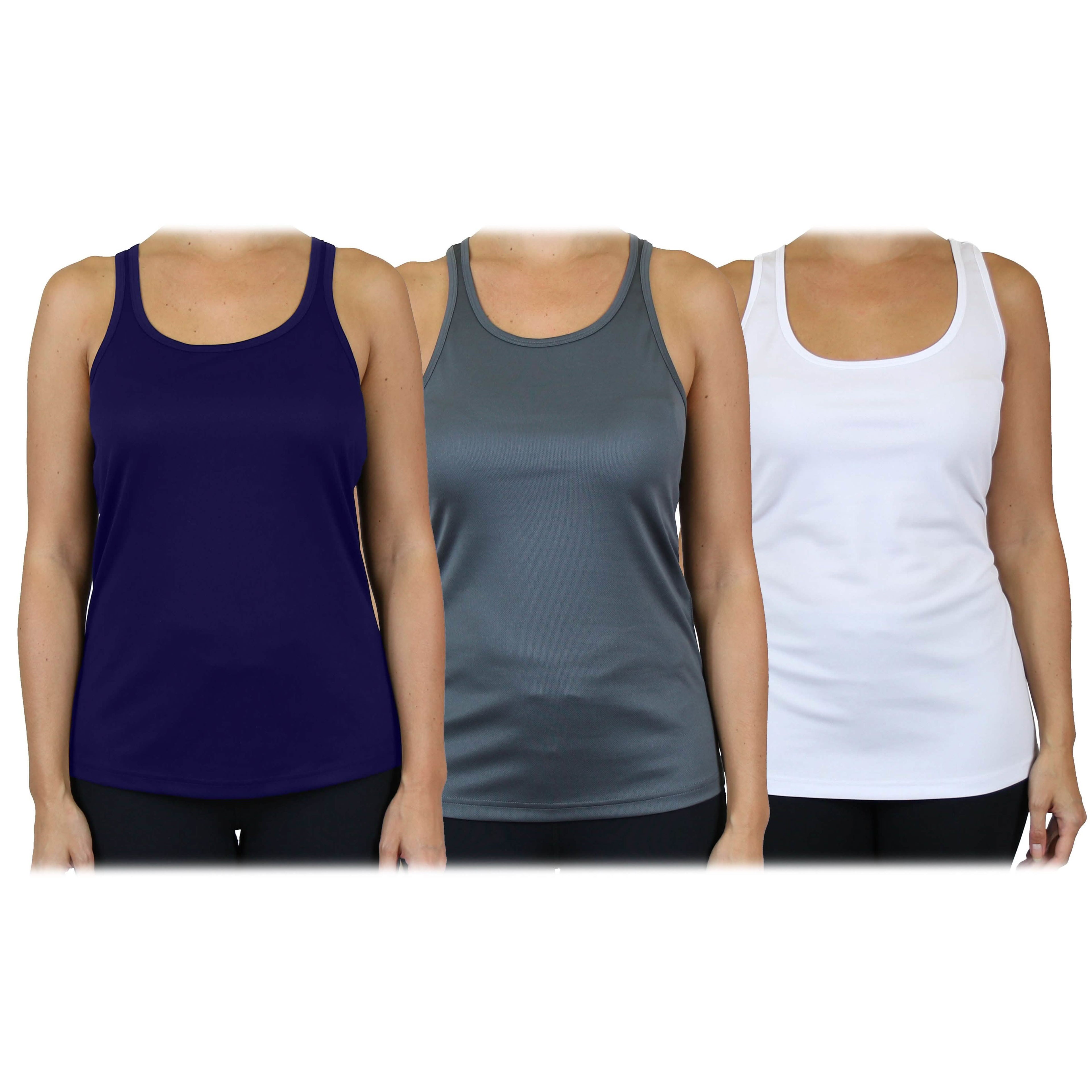 3-Pack: Women's Moisture Wicking Racerback Tank