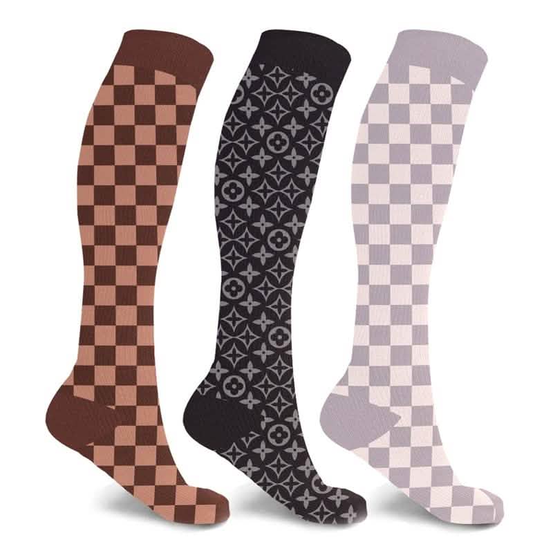3-Pairs: Designer Inspired Knee High Compression Socks