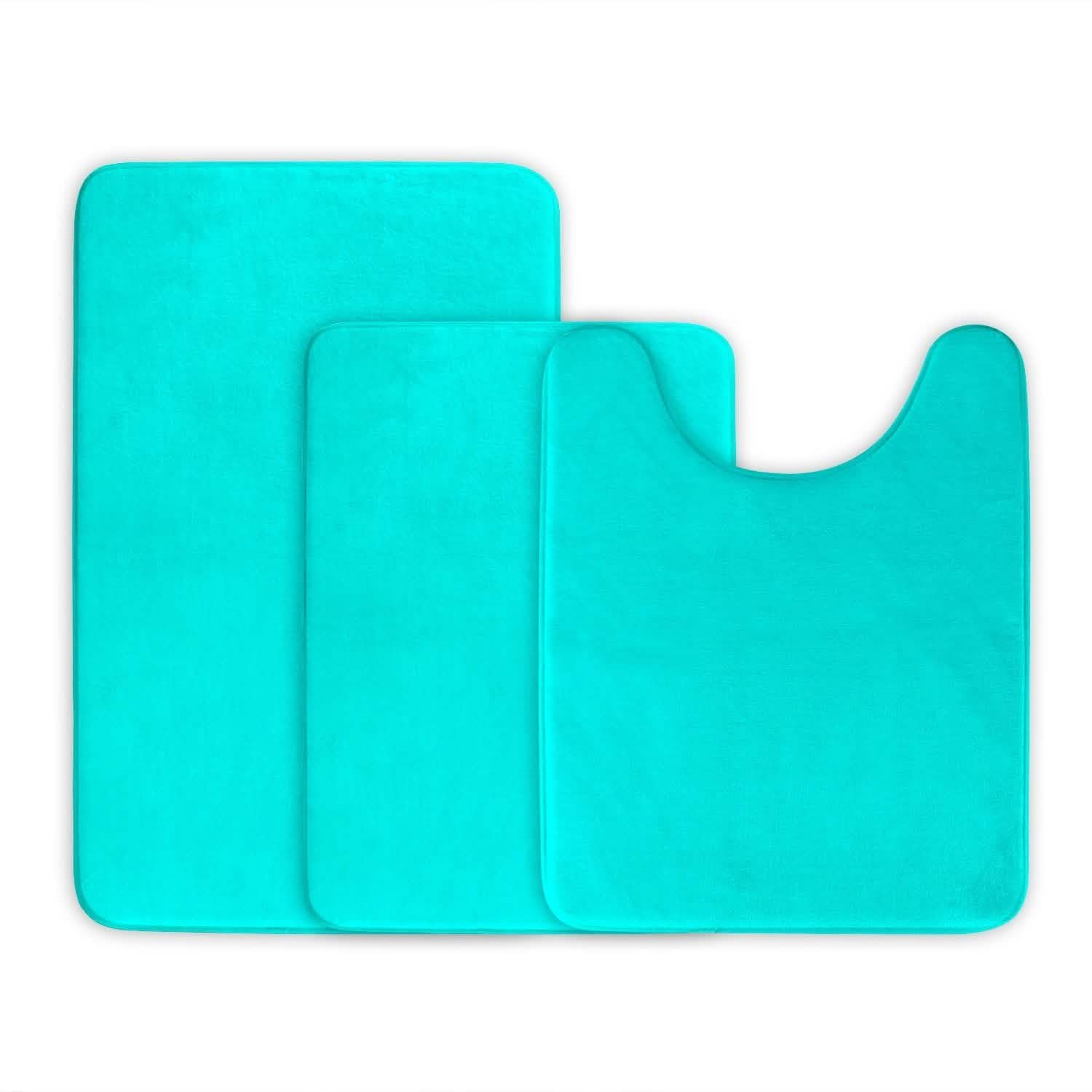 3-Piece Set: Bathroom Rug Set Plush Velvet Bath Carpet