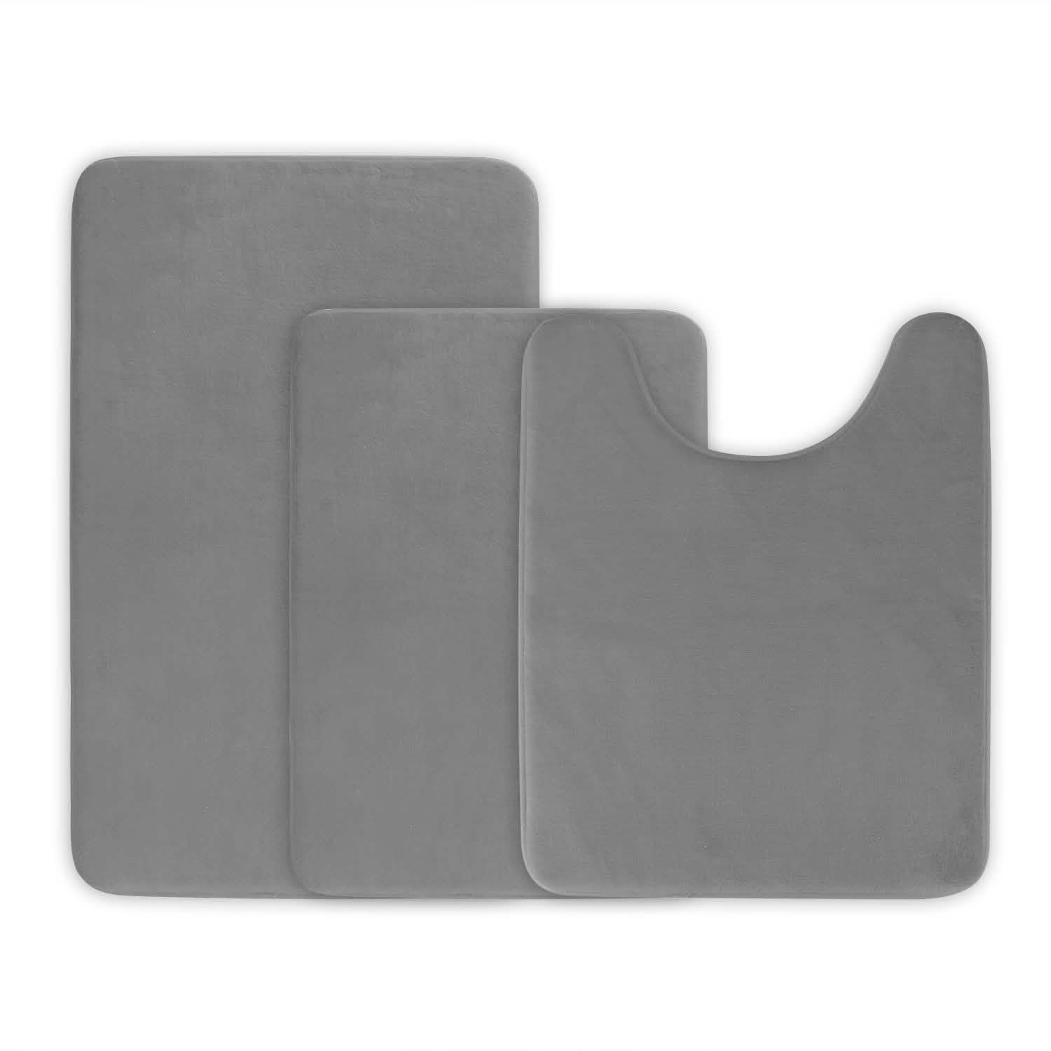3-Piece Set: Bathroom Rug Set Plush Velvet Bath Carpet