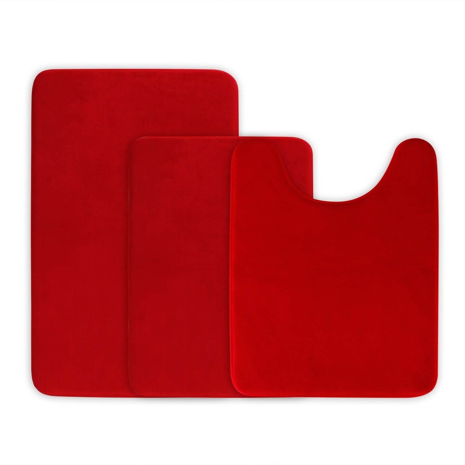 3-Piece Set: Bathroom Rug Set Plush Velvet Bath Carpet
