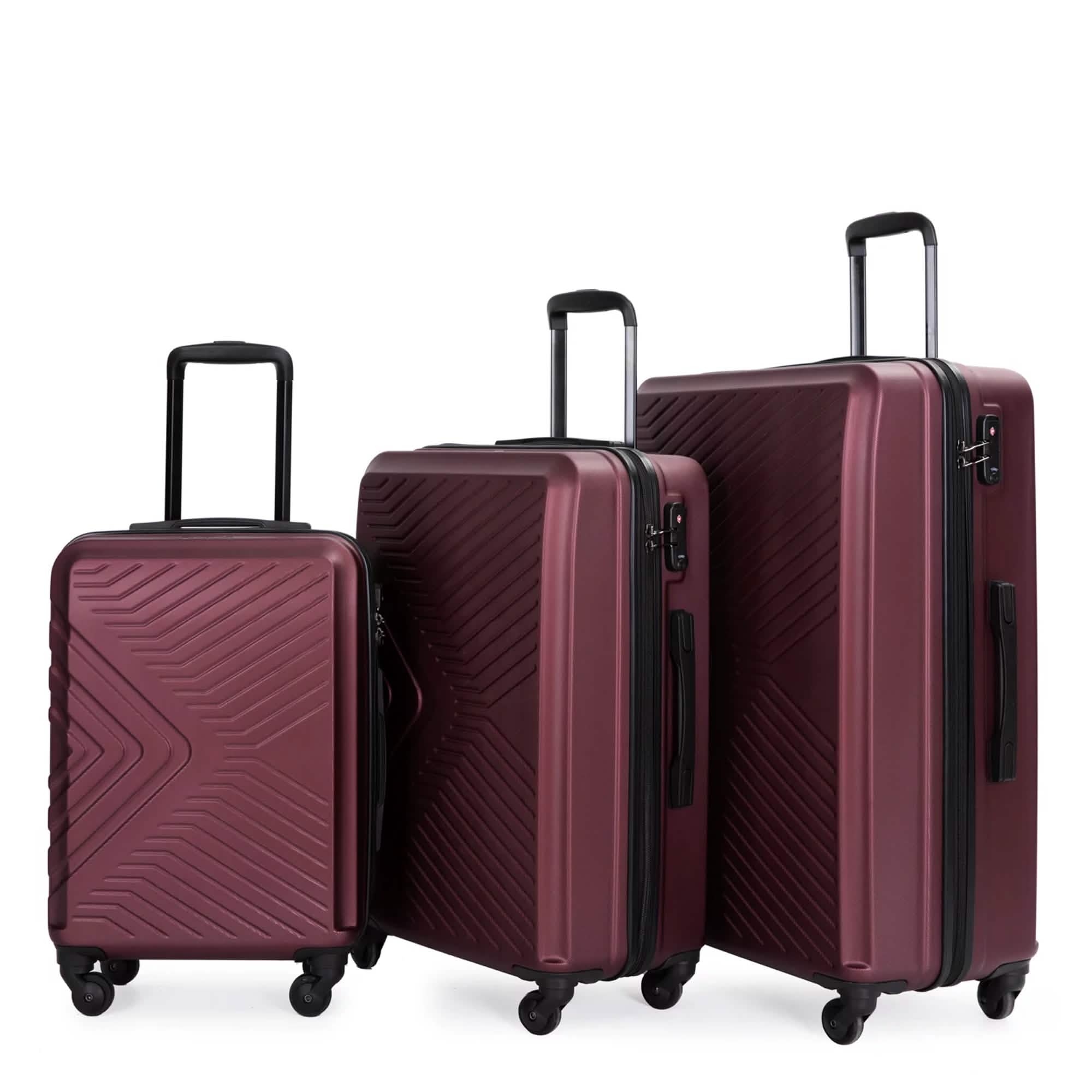 3-Piece Set: Hardshell Lightweight Suitcase with TSA Lock Spinner Wheels