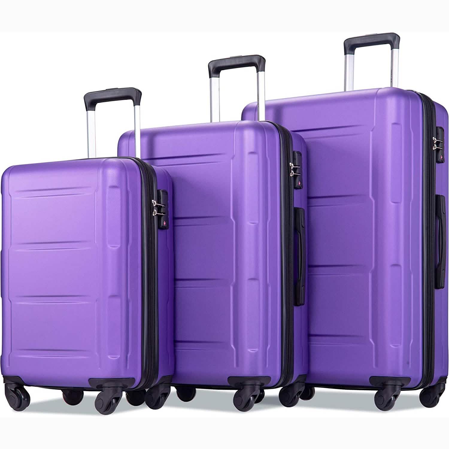 3-Piece Set: Lightweight Hard Luggage with Swivel Wheels and TSA Lock
