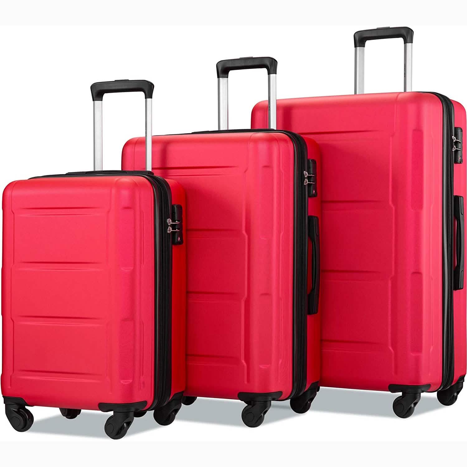 3-Piece Set: Lightweight Hard Luggage with Swivel Wheels and TSA Lock