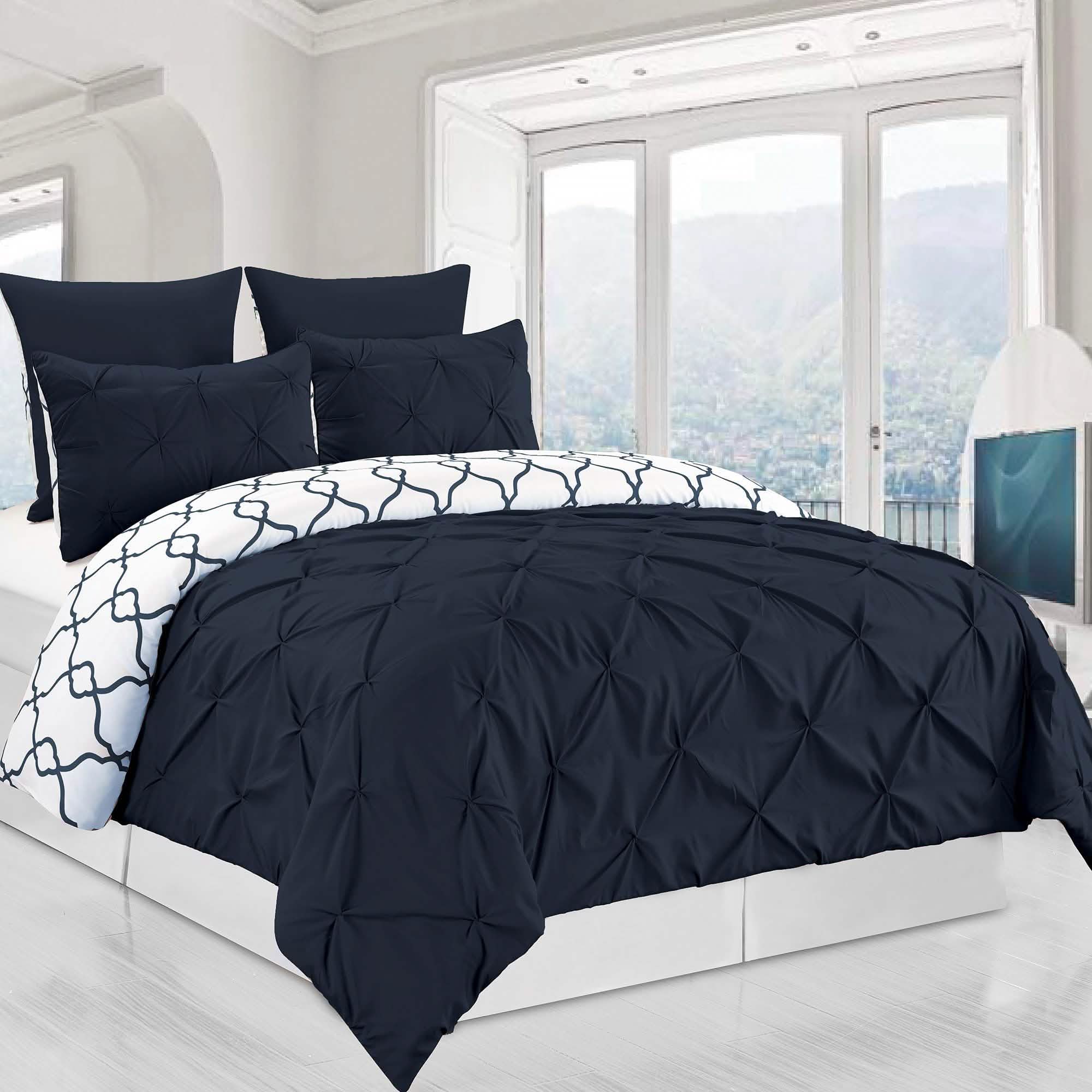 3-Piece Set: Reversible Premium Pintuck Duvet Cover and Shams