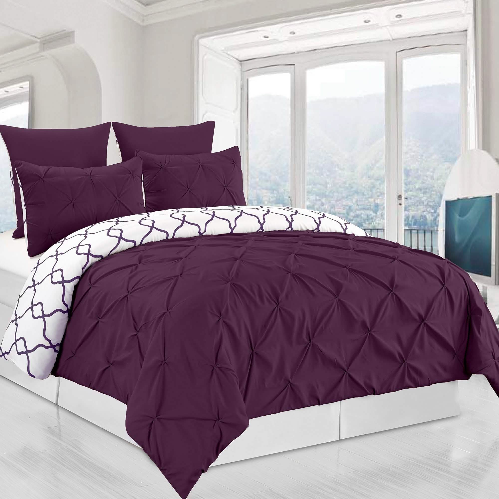 3-Piece Set: Reversible Premium Pintuck Duvet Cover and Shams