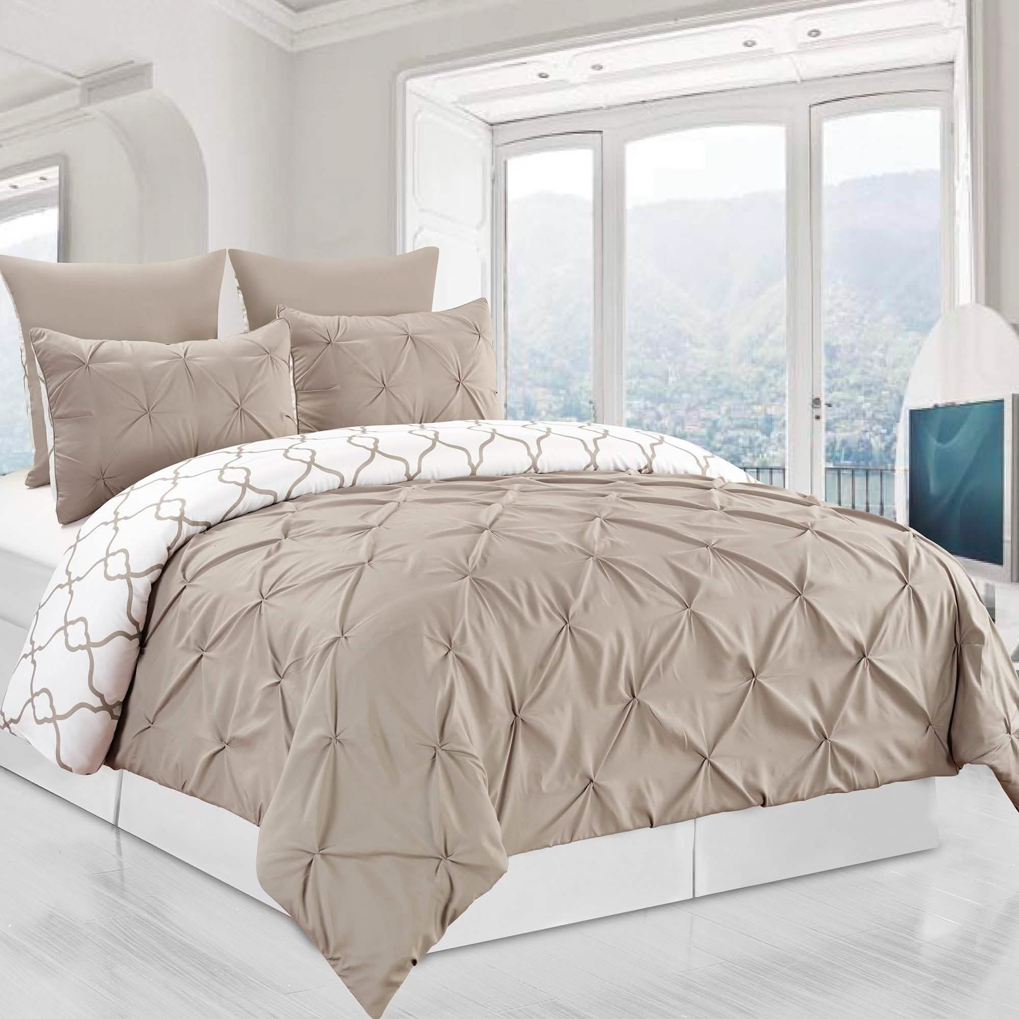 3-Piece Set: Reversible Premium Pintuck Duvet Cover and Shams