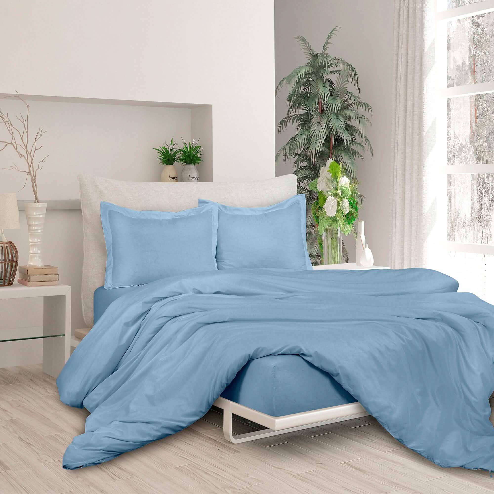 3-Piece Set: Royale Double Brushed Duvet Covers Set With Button Closure & Corner Ties