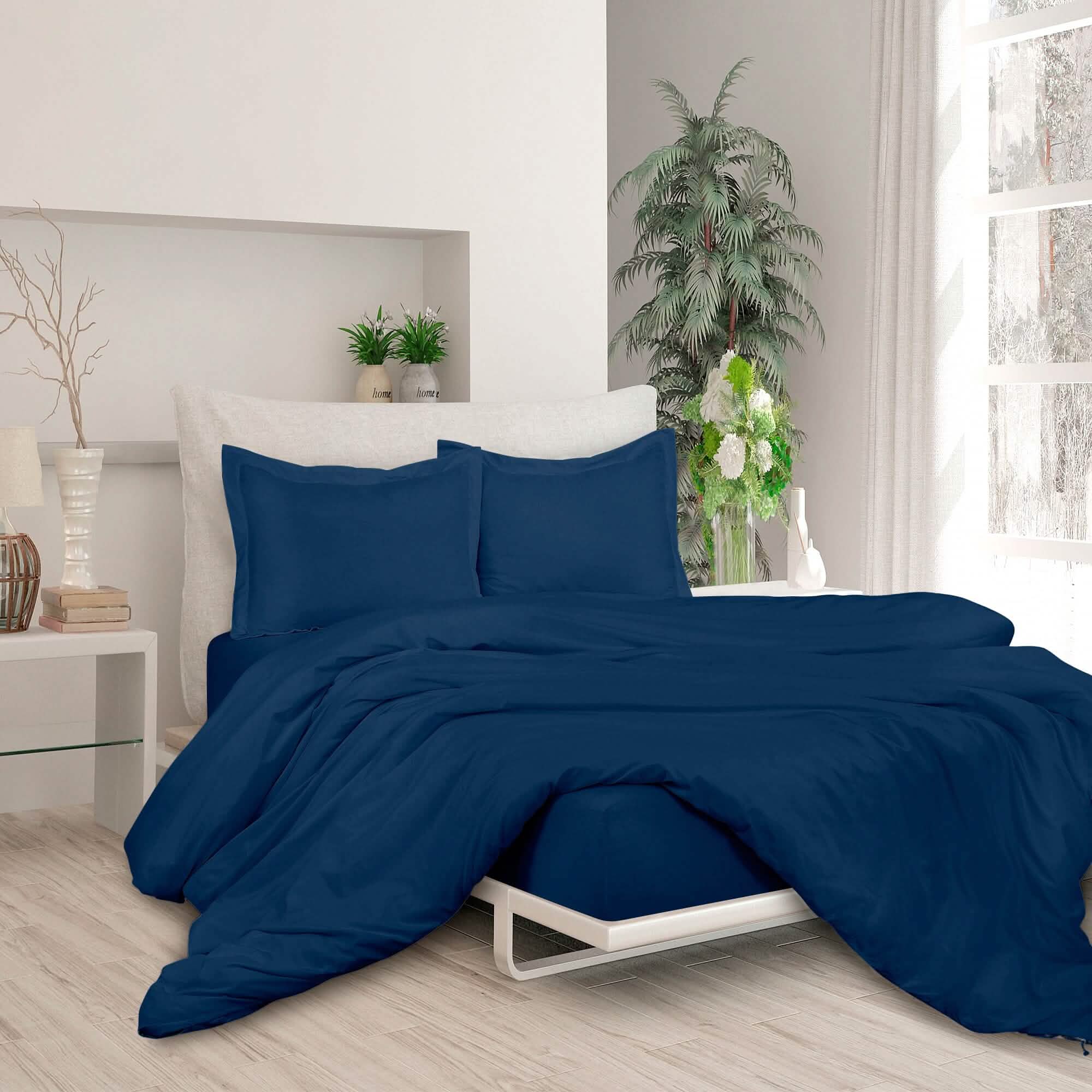 3-Piece Set: Royale Double Brushed Duvet Covers Set With Button Closure & Corner Ties