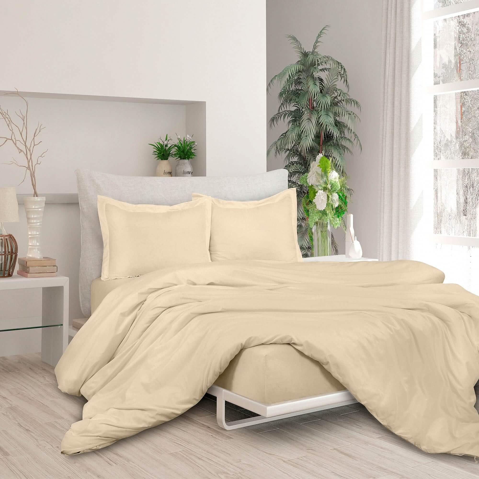 3-Piece Set: Royale Double Brushed Duvet Covers Set With Button Closure & Corner Ties