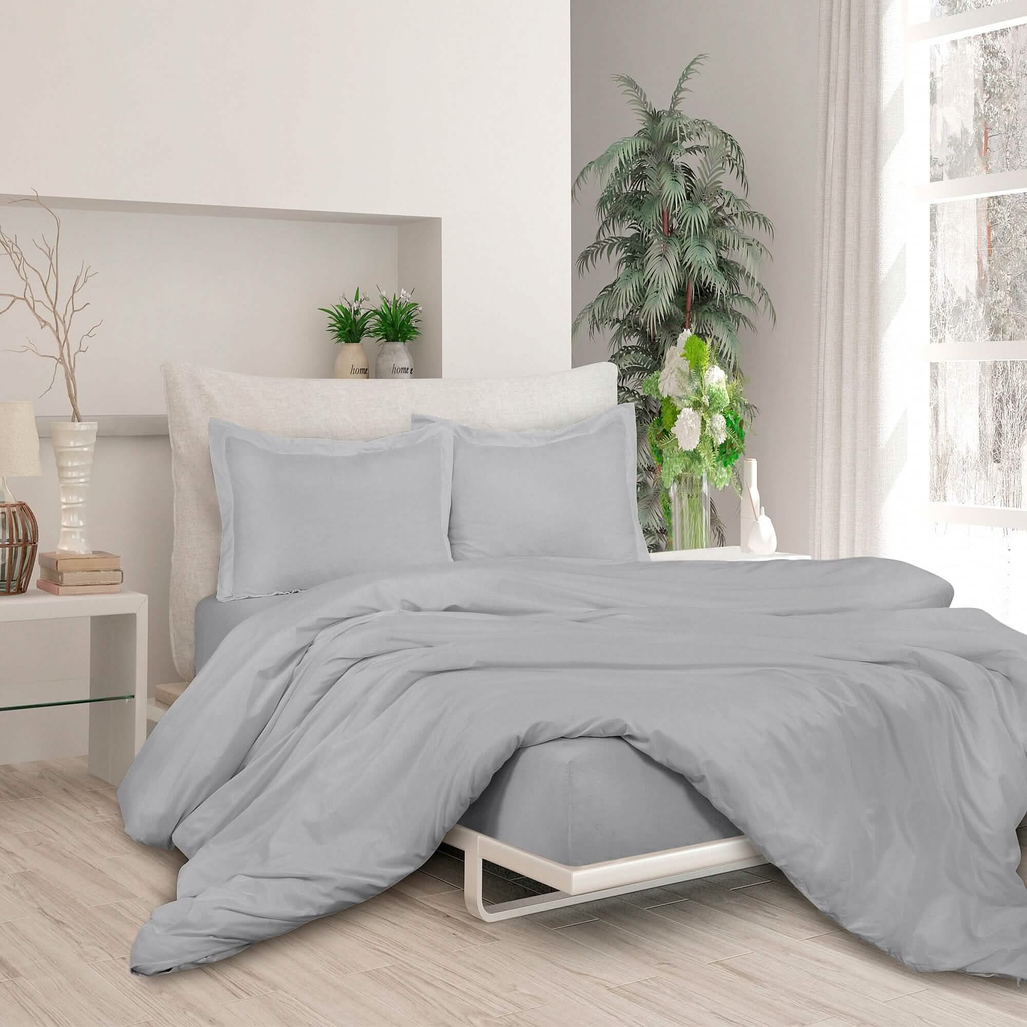 3-Piece Set: Royale Double Brushed Duvet Covers Set With Button Closure & Corner Ties