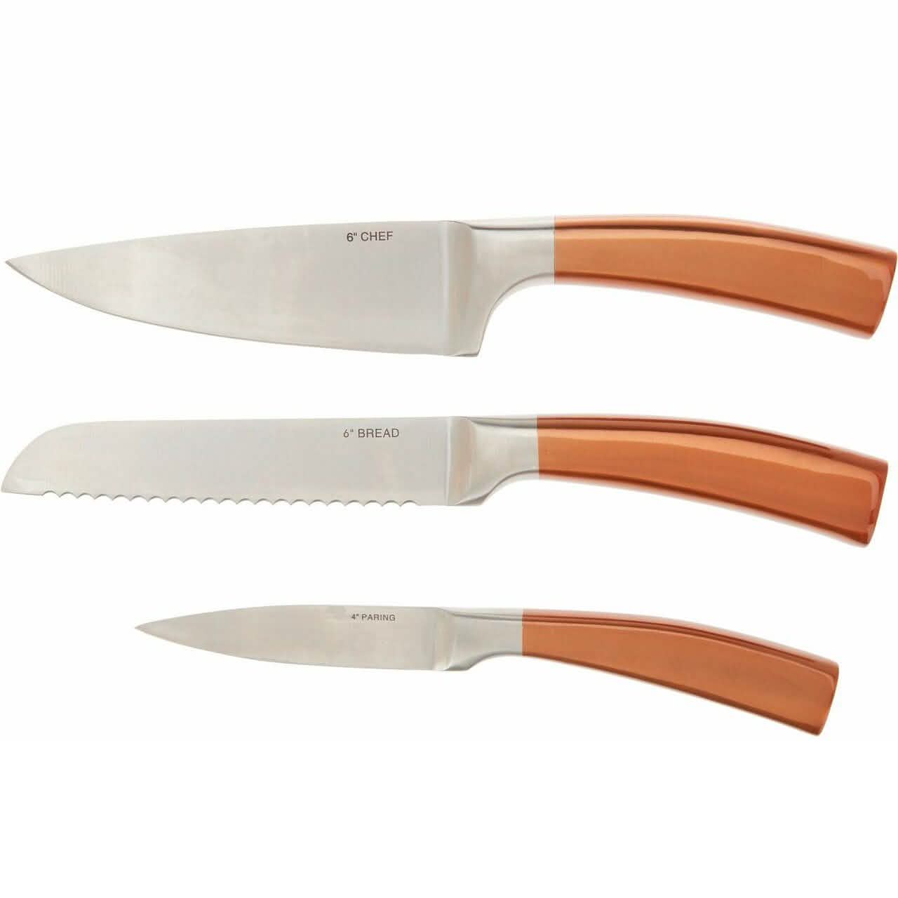 3-Piece: Valerie Bertinelli SS Metallic Knife Set