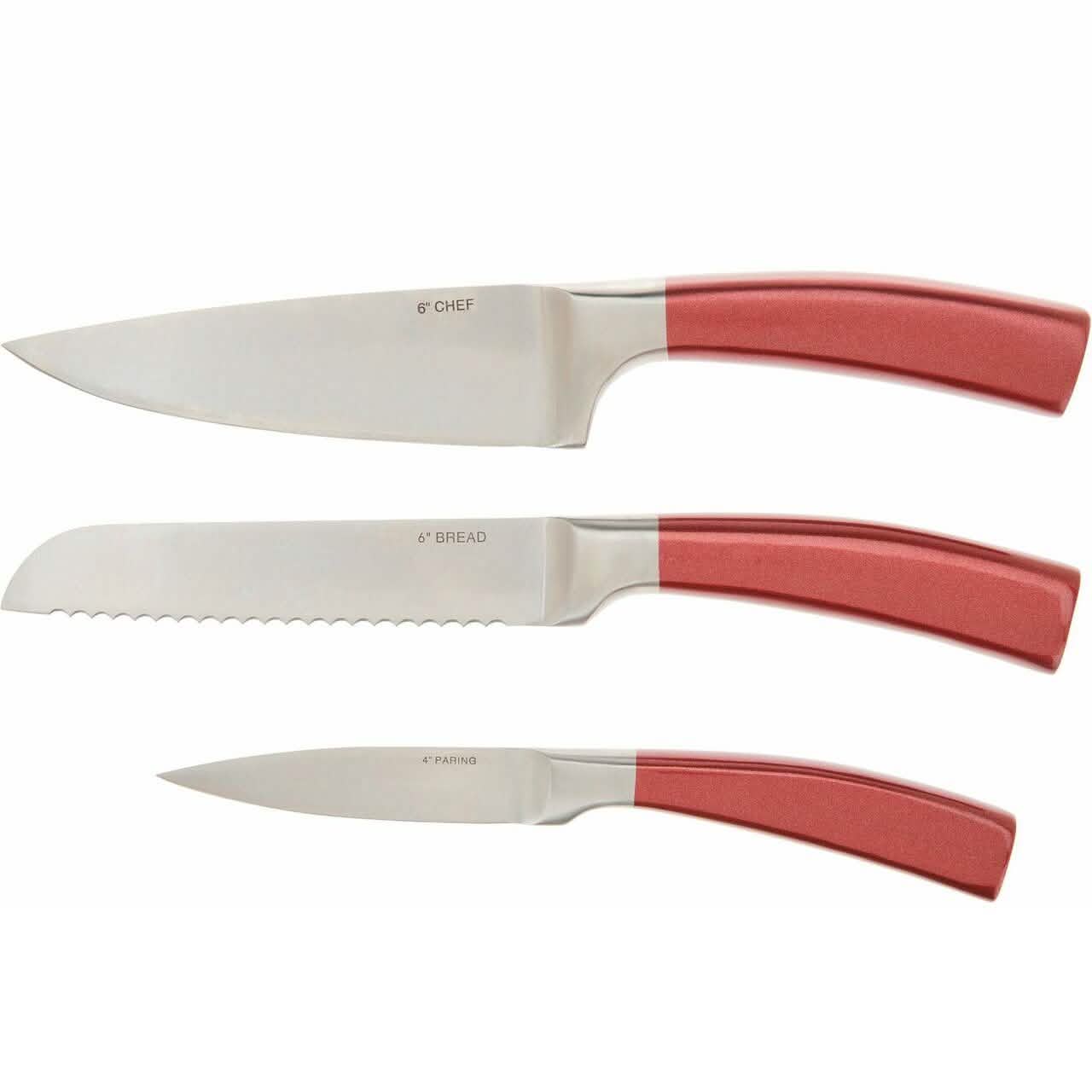 3-Piece: Valerie Bertinelli SS Metallic Knife Set