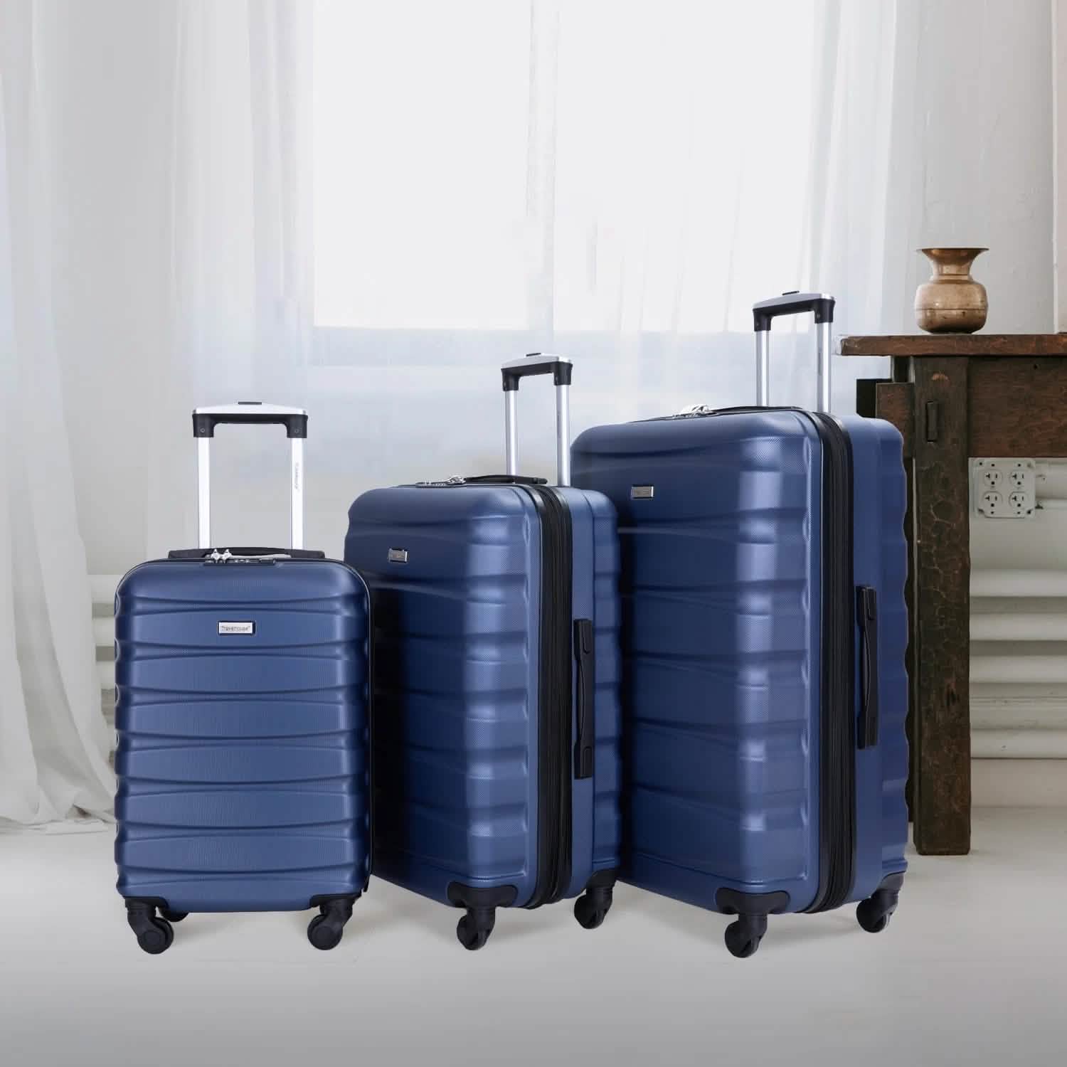 3-Pieces Set: Expandable Luggage Sets ABS Lightweight Suitcase