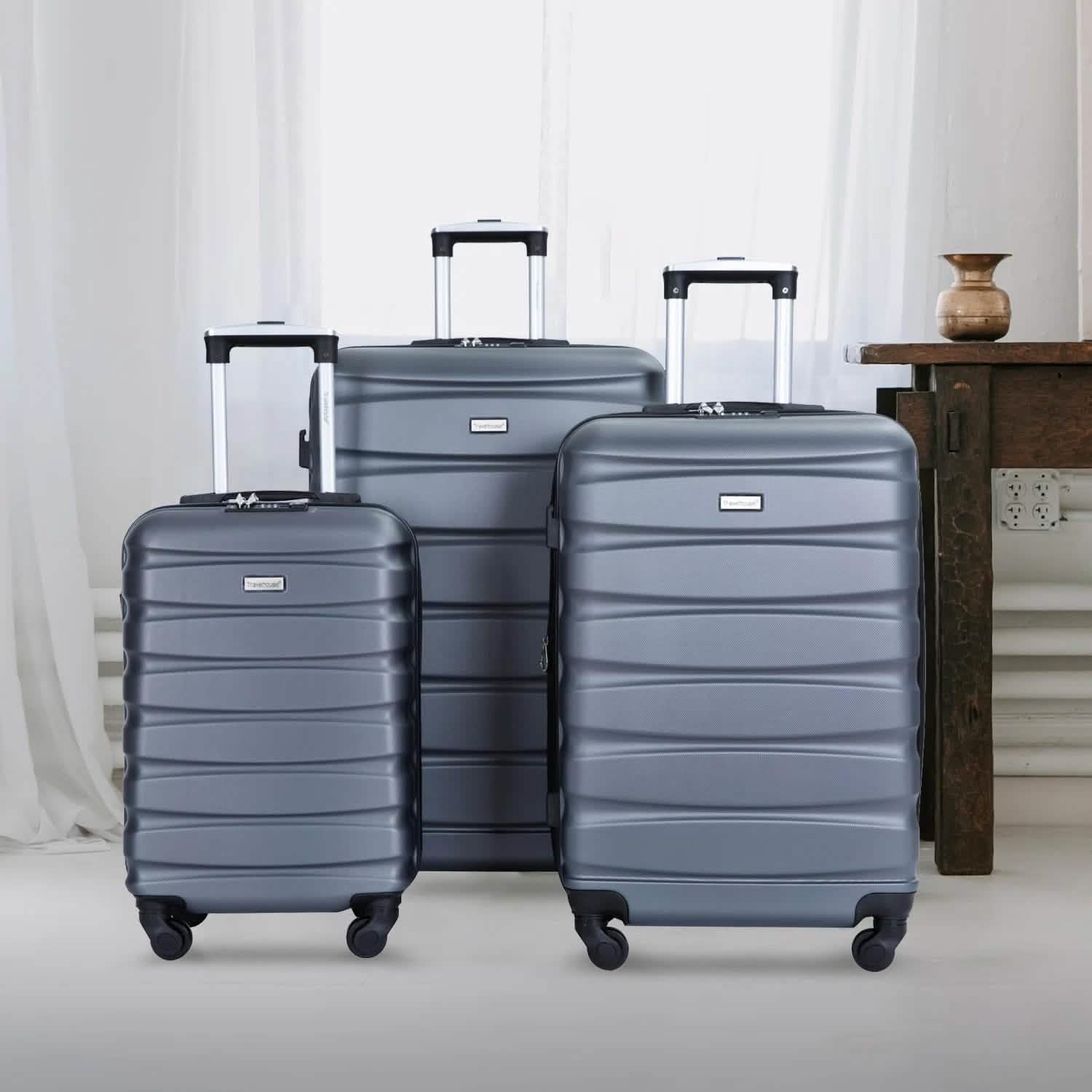 3-Pieces Set: Expandable Luggage Sets ABS Lightweight Suitcase