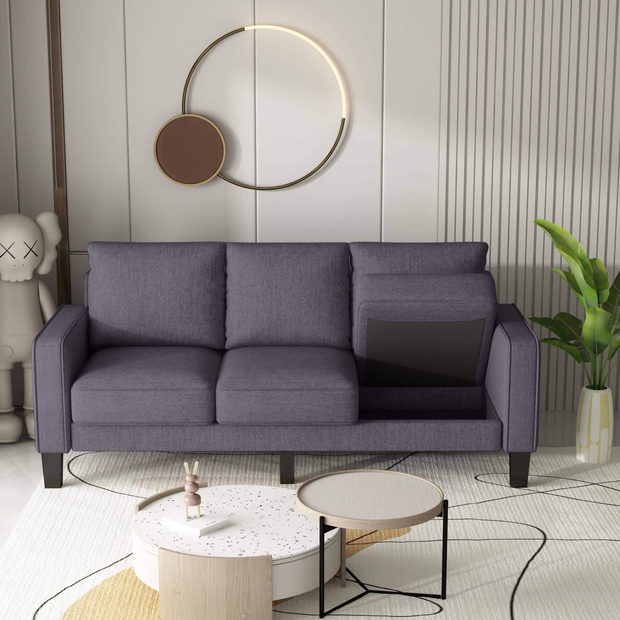 3-Seat Sofa for Living Room-Modern Fabric Sofa Couch with Storage