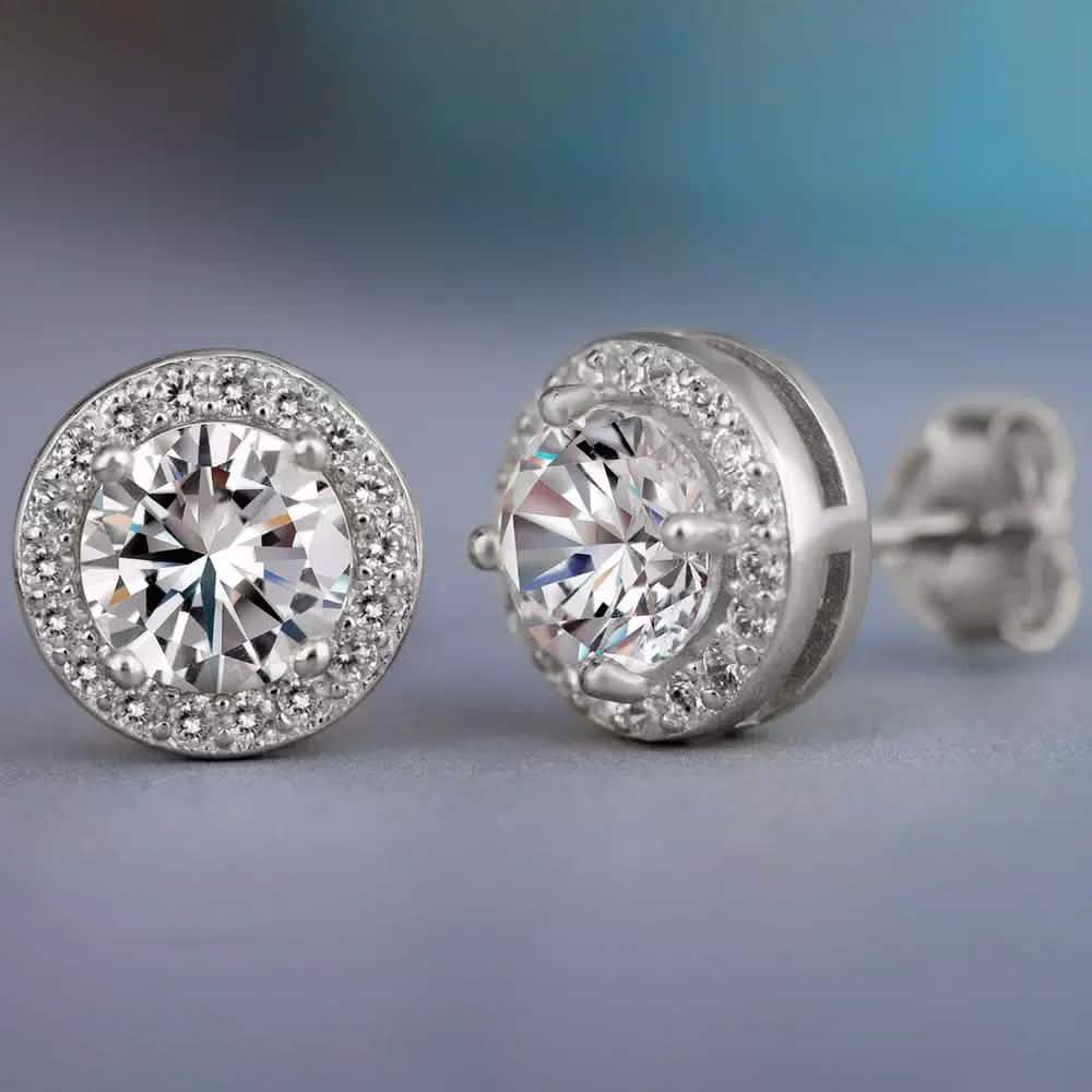 3.44 CTTW Halo Stud Earrings with Swarovski Elements