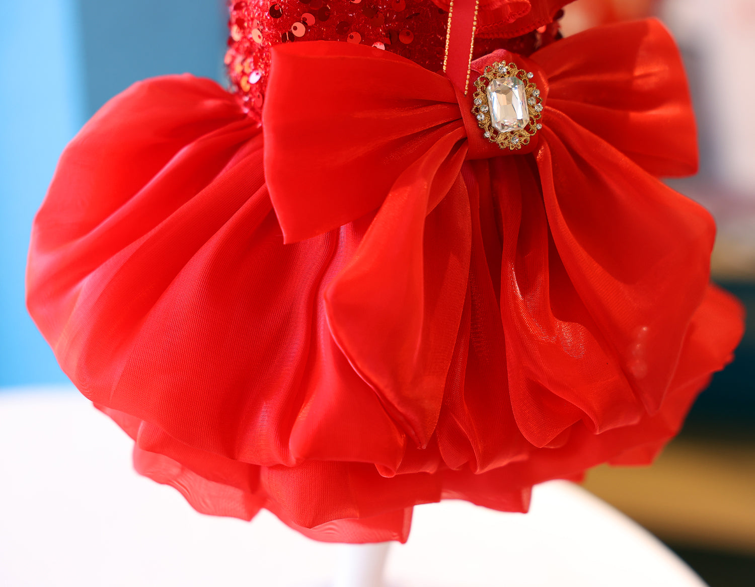 Dog Dress Red Princess with Layered Tulle Skirt