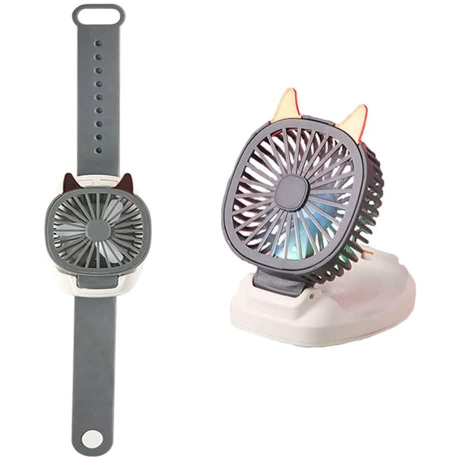 360¬∞Rotation Kids Portable Wrist Strap Mini Watch Hand Held Fan Cat Design